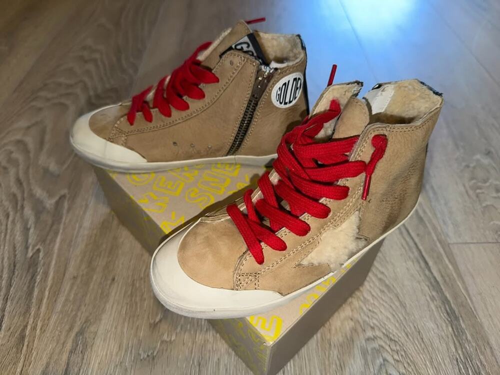 Golden Goose Kids Francy Shearling High Top Sneakers EU 31 Incense NWT